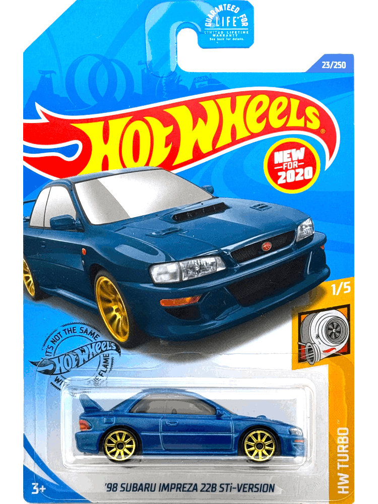 Hot Wheels HW Turbo '98 Subaru Impreza 22B STi-Version, 1:64 scale, blue