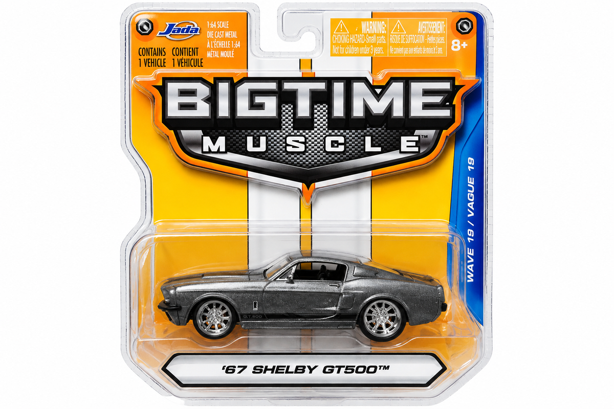 2014 Jada Bigtime Muscle 1967 Ford Mustang Shelby GT500 Silver 1:64 Diecast