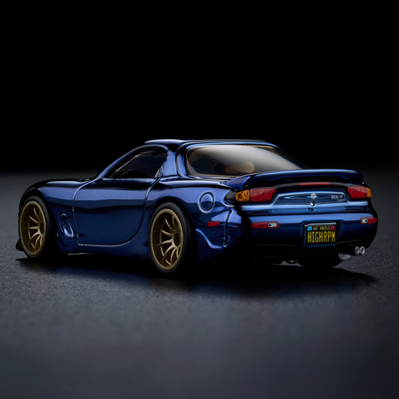 Hot Wheels RLC 1993 Mazda RX-7 R1 Steel Blue - Rear 3/4 View